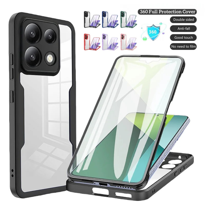 Para POCO X7 X6 X5 X4 X3 F6 F5 M6 M5 M4 PRO 4G 5G Capa Traseira Transparente Com Protetor De Tela Luxo 360 Caso Proteção