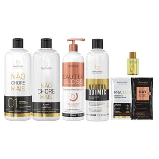 Kit Borabella Não Chore Mais 2x1l + Cautergloss 500ml + Neutraquimic 500ml + Oleo 7ml + Saches
