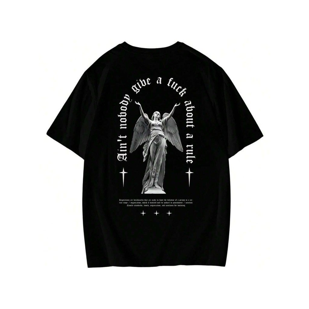 [Camiseta Premium em Algodão Puro]GXG Camiseta Oversized Unissex Angel Estilo Streetwear Camisa Larga Estampa Grande E G