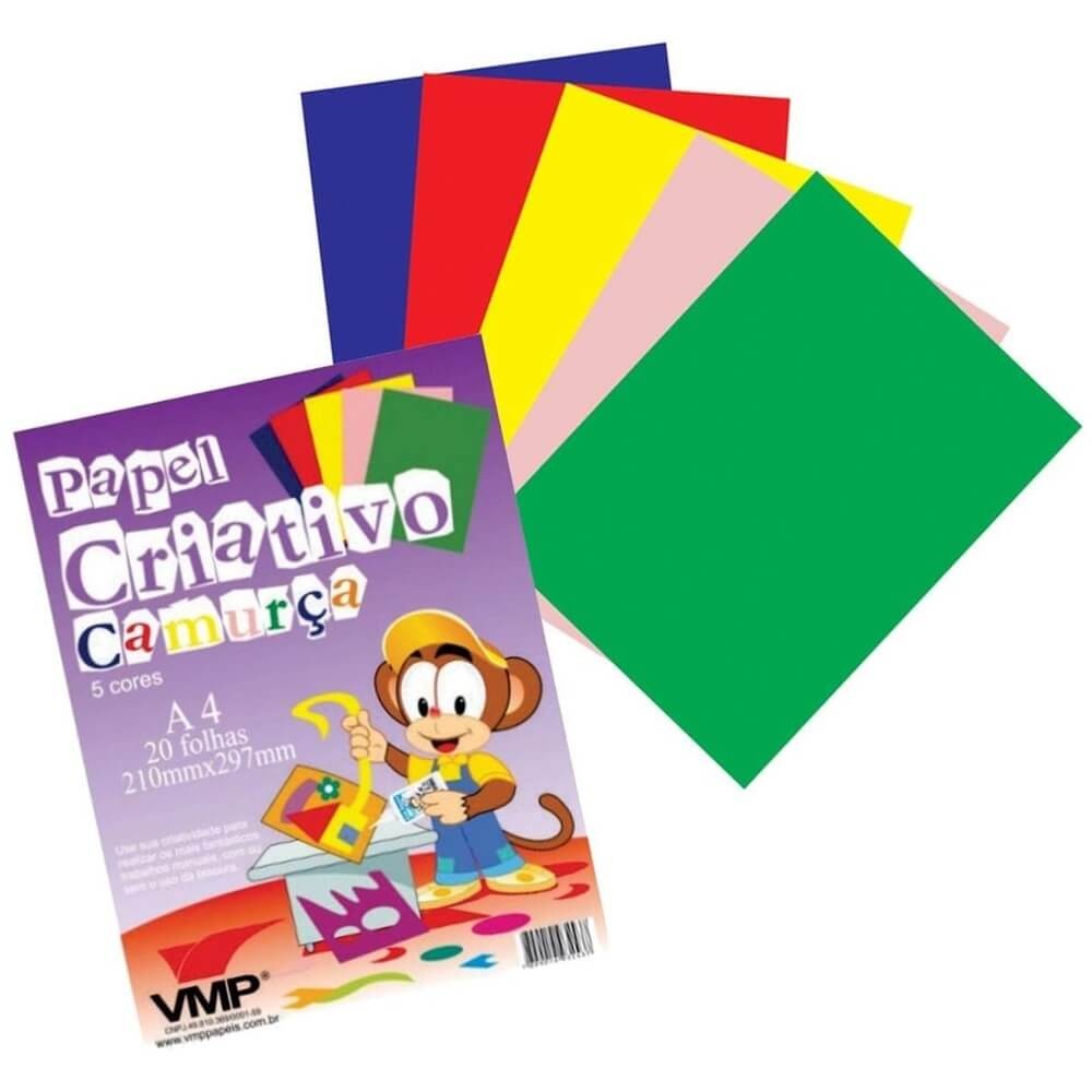 Bloco Criativo A4 Camurca com 20 Folhas 5 Cores - VMP