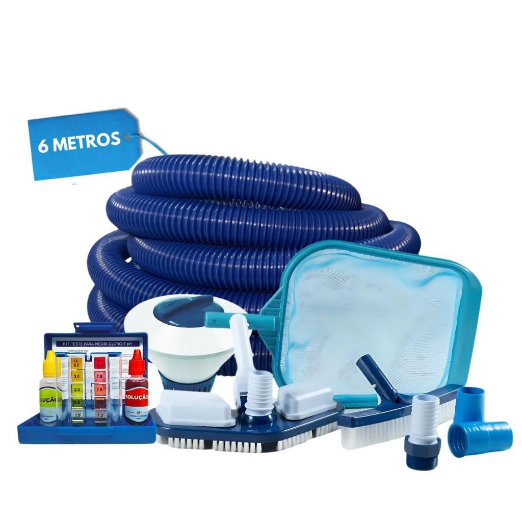 Kit De Acessorios Para Limpeza e Manutençao Piscina Fibra Vinil/ Alvenaria em Oferta na Shopee