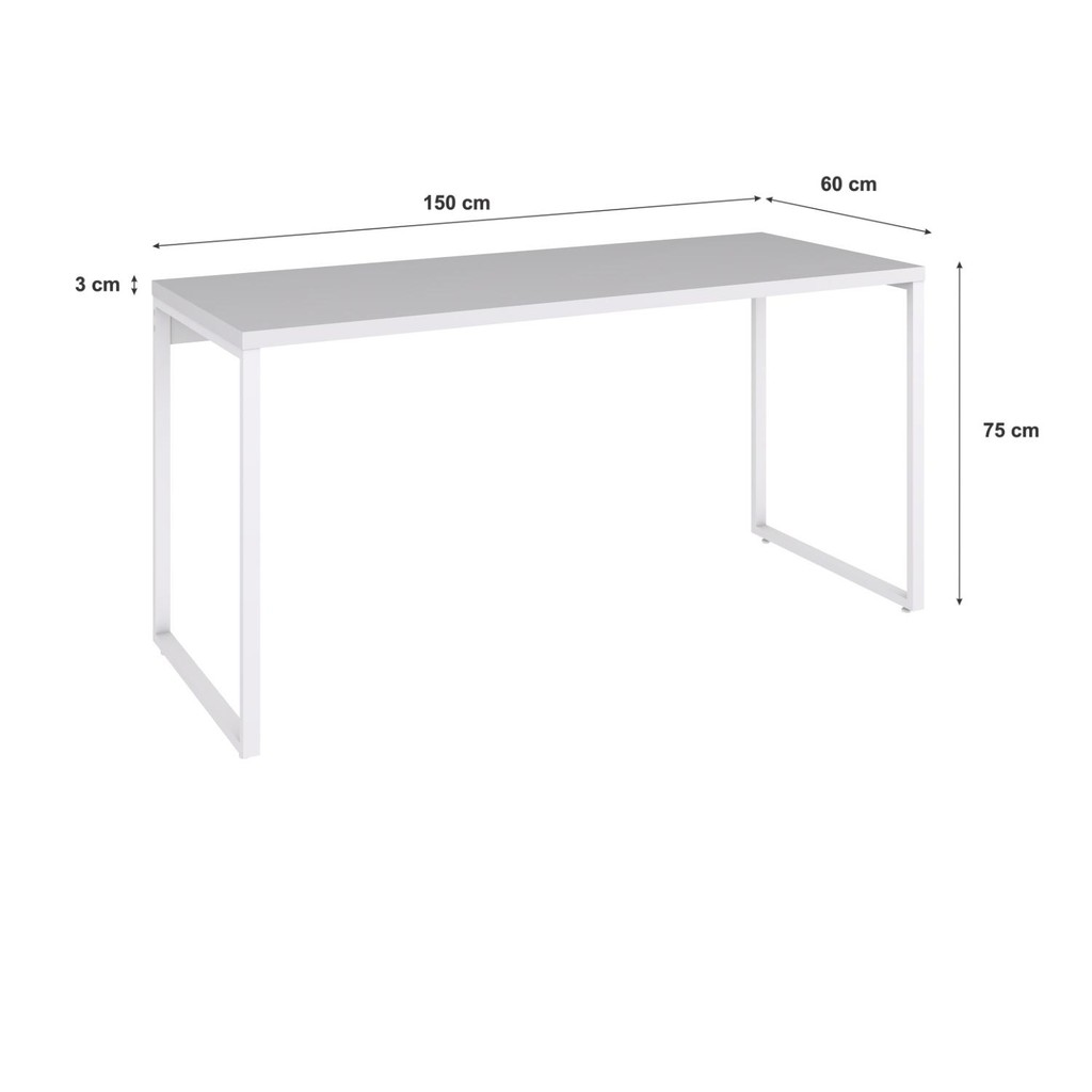 Mesa Kuadra Office 150X60X75cm Estrutura Branca