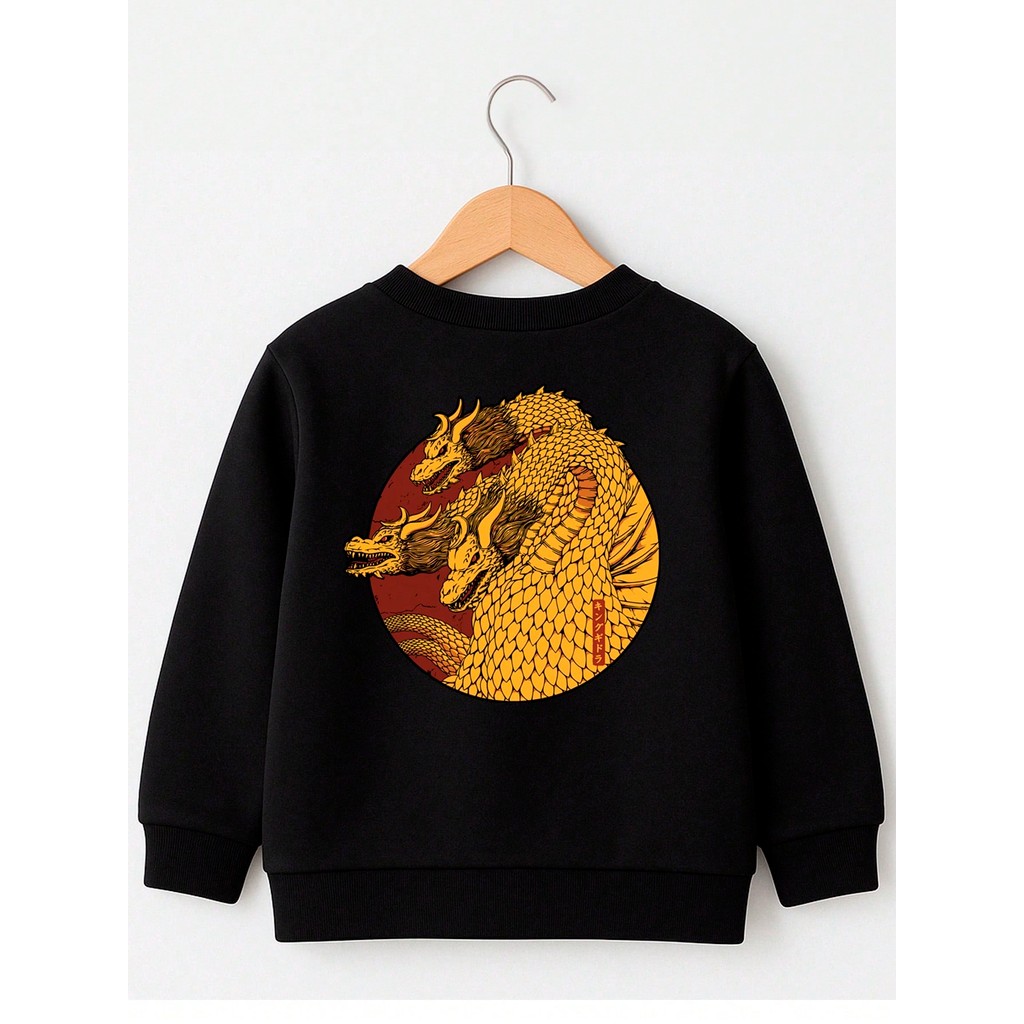 Blusa de Moletom Outono Inverno Juvenil e Infantil Dragão Amarelo 100% algodao