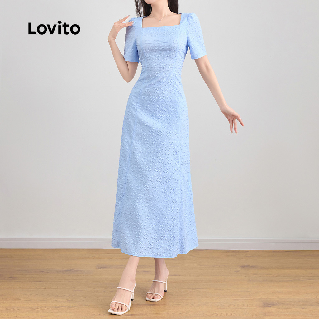 Lovito Vestido elegante de jacquard simples para mulheres L121AD1318 - Women Clothes