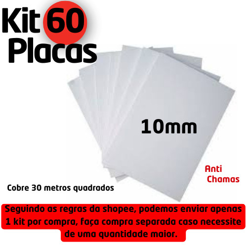 Kit 60 peças de placa de Isopor antichamas 1cm (10mm) tamanho 100x50x1cm