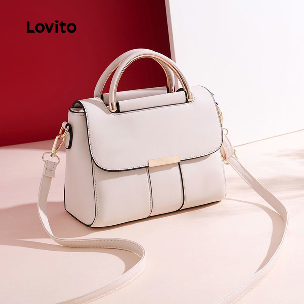 Lovito Bolsa de ombro pequena Casual lisa prática com vários zíperes para mulheres LFA74056 - Women Bags