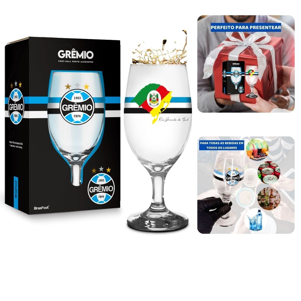 Taça Tulipa Windsor Vidro 330ml Cerveja Vinho Chopp Time Grêmio Oficial Rio Grande do Sul