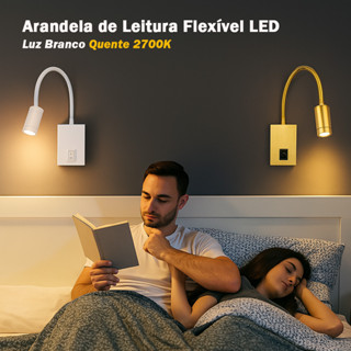 kit 5 pcs iluminação Arandela de leitura parede Flexível LED 3W 2700K Bivolt Quartos em Oferta na Shopee