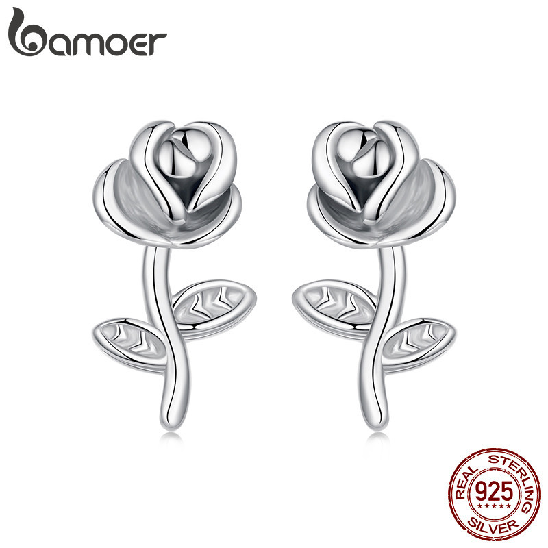 Bamoer Original 925 Brincos De Prata Esterlina Rosa Design De Moda Joias Presente Feminino em Oferta na Shopee