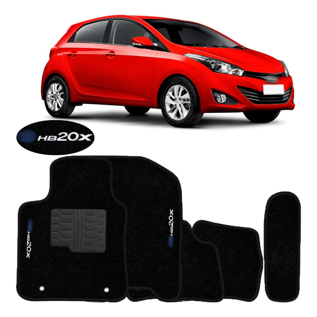 Kit de tapetes 5 Pçs Carpete Preto Hb20x 2012 13 14 15 A 2018