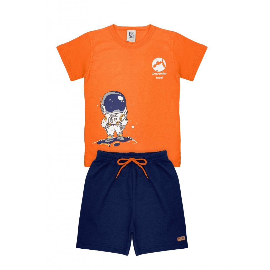 Conjunto Masculino Laranja Mundo - Baby & Kids Fashion