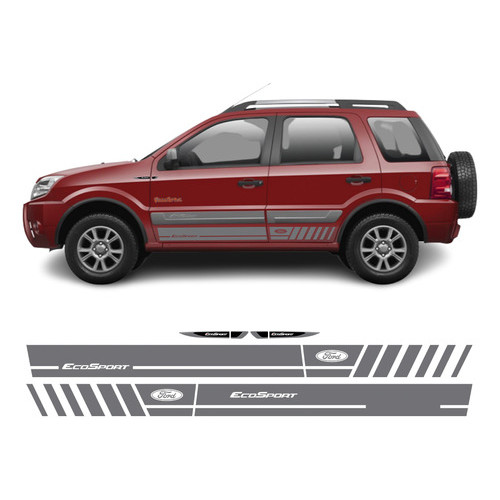 Kit Adesivo Faixa Lateral Ford Ecosport Freestyle Grafite