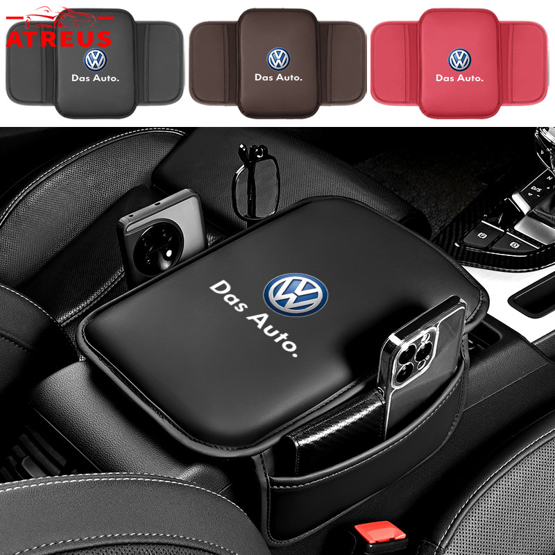 Volkswagen Almofada De Apoio De Braço Carro De Couro Com Bolsa Organizadora Para VW Polo T-Cross Gol Saveiro Nivus Golf