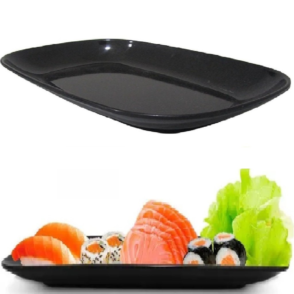 Kit 2 Pratos Sushi Melamina 20cm Travessa Oriental