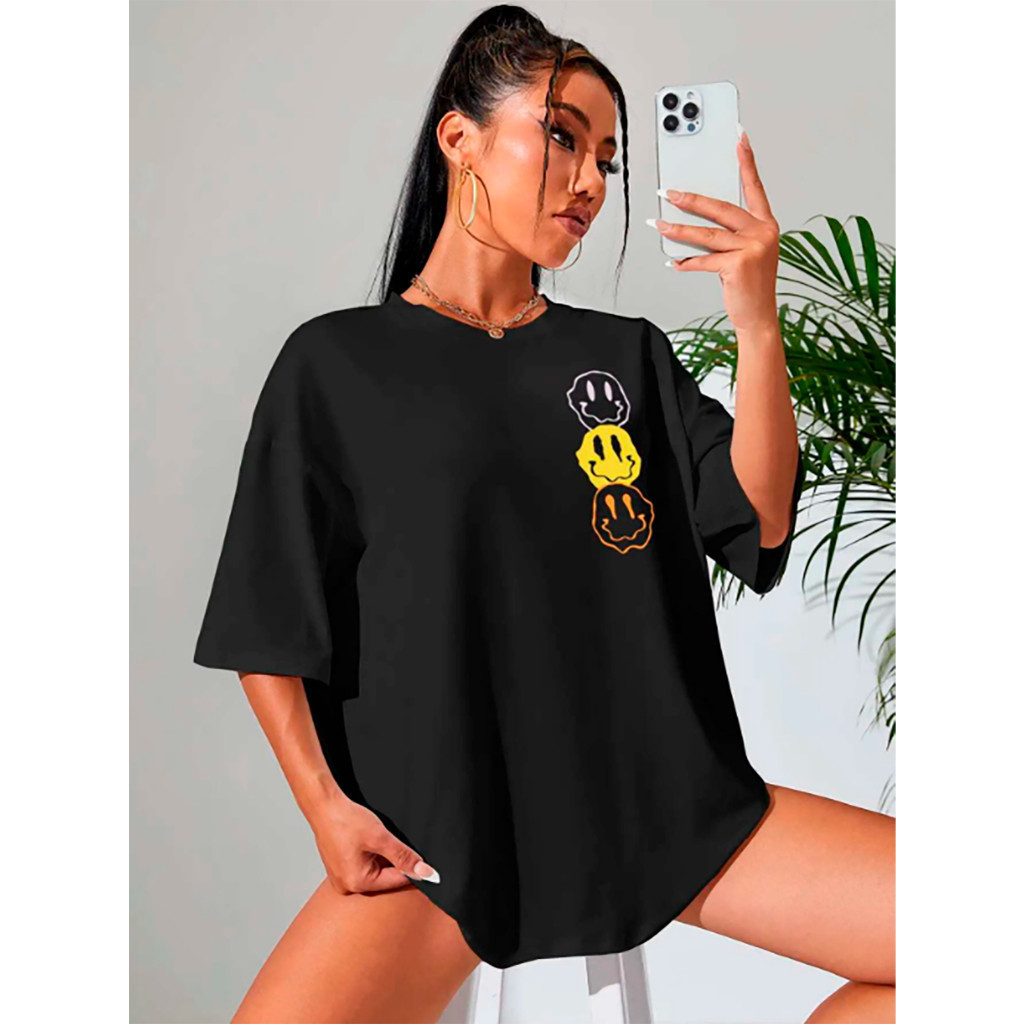 Camiseta Camisa Emoji Triplo Algodão Lançamento 2024
