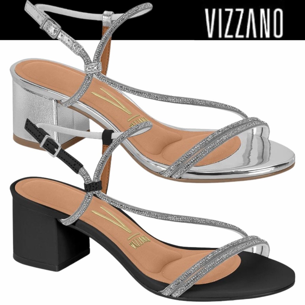 Sandália Feminina Vizzano Salto Baixo Niquel Tiras Strass Festa Conforto em Oferta na Shopee