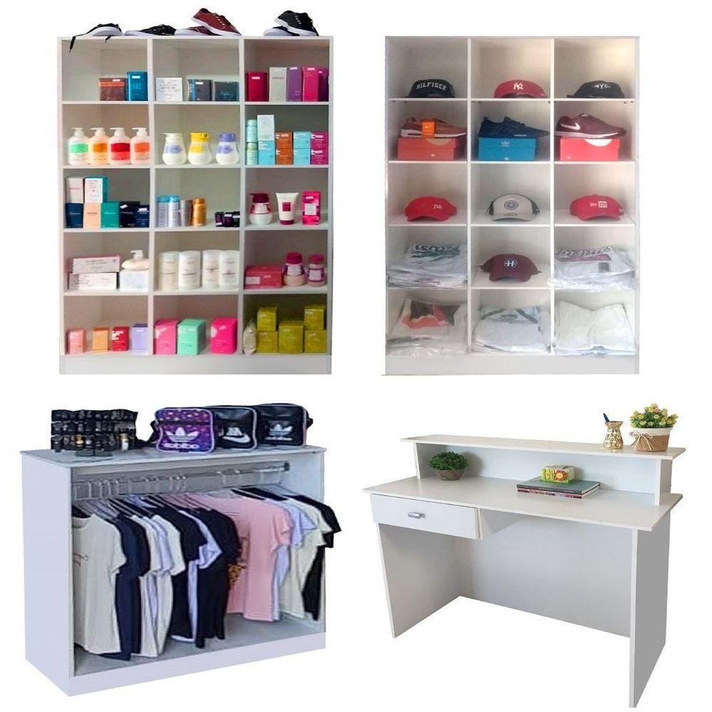 Kit Expositor Colméias 15 Nichos Balcão Arara e Atendimento em Oferta na Shopee