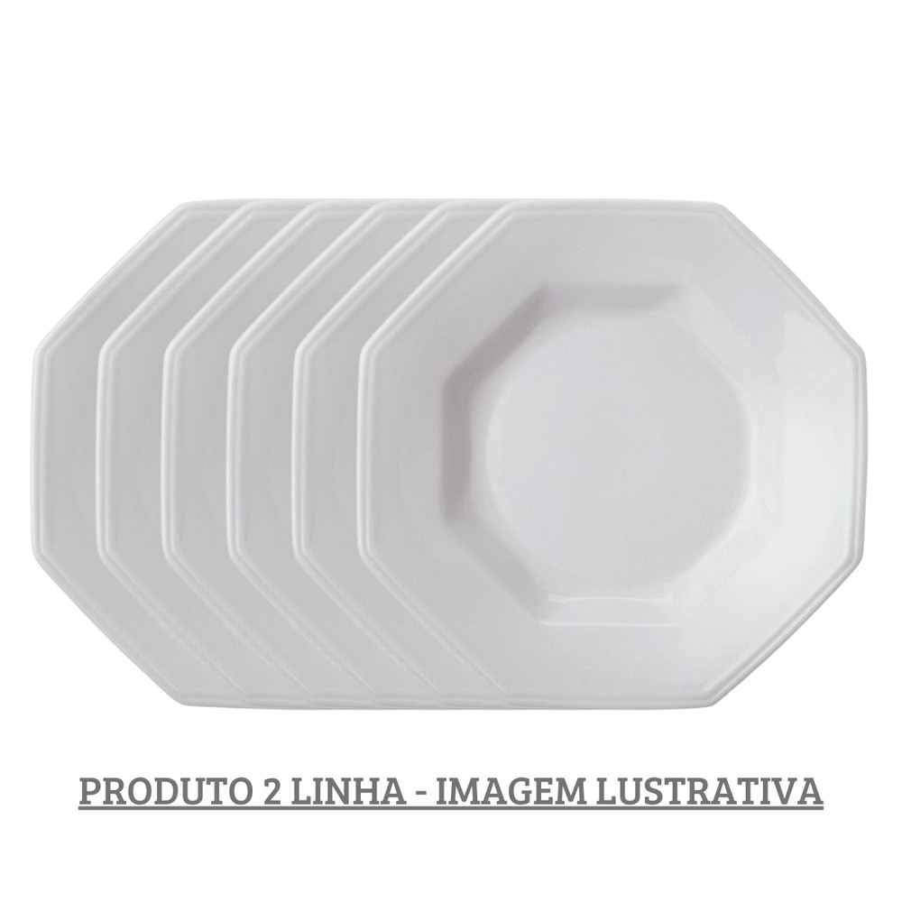 Kit com 6 Pratos Fundos 24cm da Porcelana Schmidt – Modelo Prisma | 2ª Linha em Oferta na Shopee