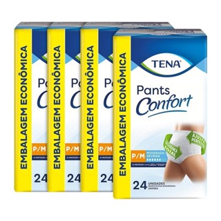 Fralda Descartável Tena Adulto Confort Pants Tamanho P/M - 4 Pacotes com 24 Fraldas - Total 96 Tiras em Oferta na Shopee