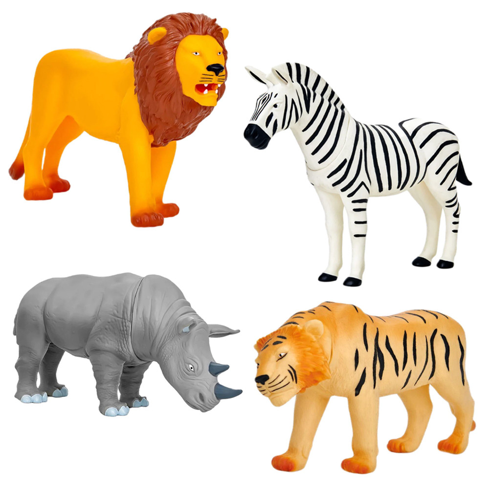 4 Bonecos De Animais Em Vinil Brinquedo Infantil Realista