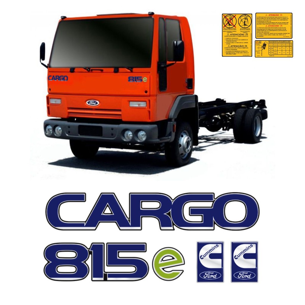 Kit Com 4 Adesivos Caminhão Cargo 815e Cummins Ford Resinado em Oferta na Shopee