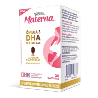 Materna Nestlé Ômega 3 DHA de Óleo de Alga Suplemento Adulto 30 Cápsulas em Oferta na Shopee
