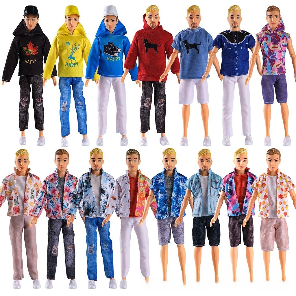 6 Pontos Boneca KEN Prince de 30cm Acessórios de Roupas, Brinquedos para Meninas, Roupas + Sapatos