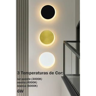 Arandela Lunar Decorativa 6W  Parede Quarto Sala Corredor Bivolt em Oferta na Shopee