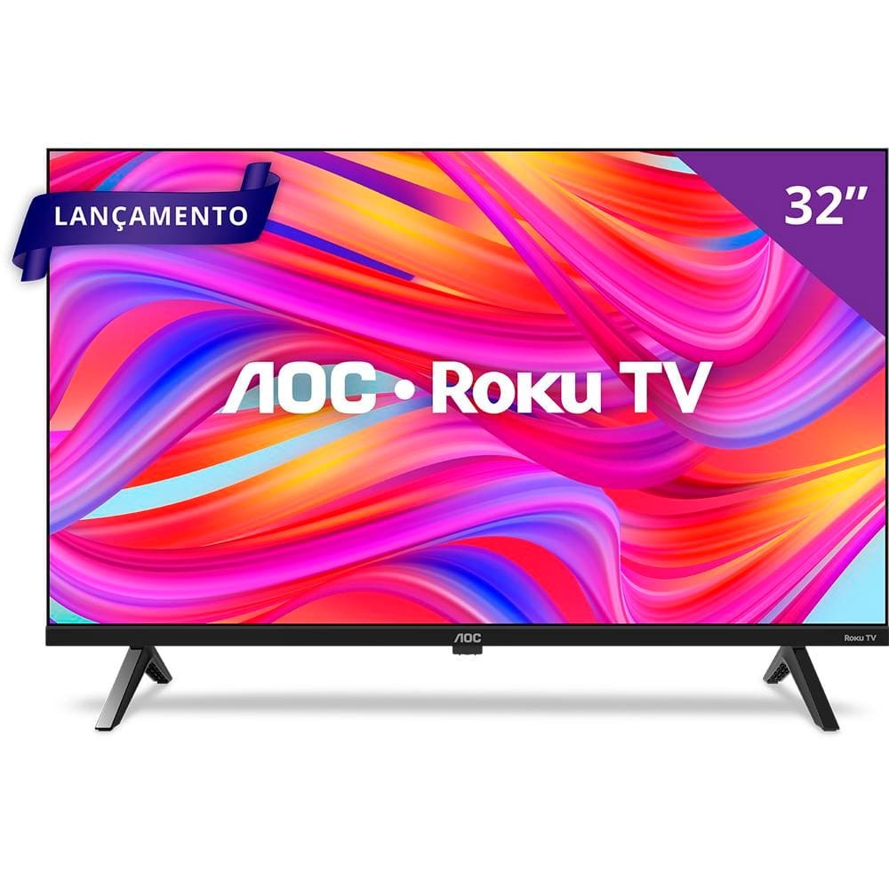 Smart TV 32 HD AOC 32S5045/78G com Roku TV, Comando de Voz, HDMI, USB Wi-Fi e Conversor Digital - Home Appliances