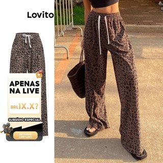 (LIVE STREAM SALE) Lovito Calça Casual Leopardo Cordão para Mulheres L106AD223 em Oferta na Shopee