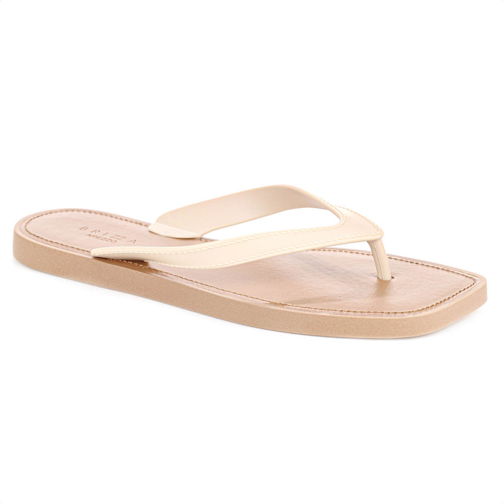Chinelo Brizza Arezzo Tira V Bege e Marrom - Feminino