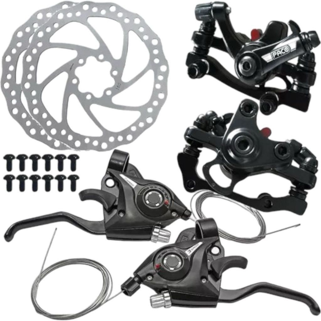 Kit Passador alavanca trocador Rapidfire 7v Index Aluminio + freio A Disco mecanico para bicicleta Bike