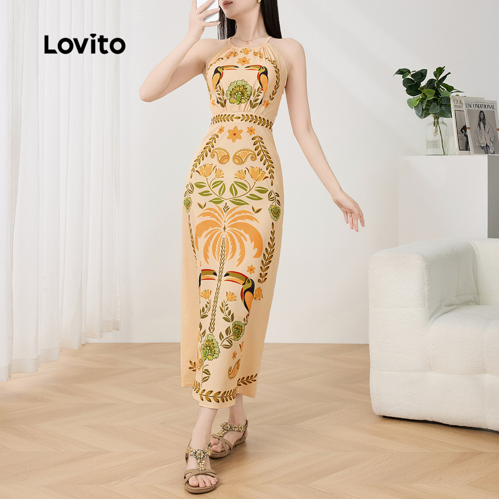 Detalhes do (Trendy) Lovito Vestido Elegante Com Estampa Tribal Estilo Nacional Vestido De Verão/Primavera Para Mulheres L129AD216