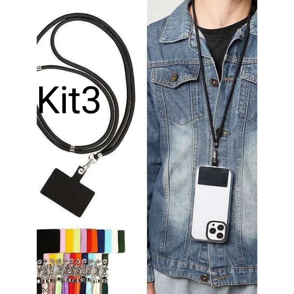 Kit 3 Cordão Para Celular Universal Alça De Pescoço E Pulso-Etrega Pronto