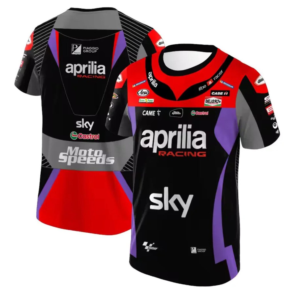 Verão Aprilia Team MOTO GP 2025 Uniforme Esportivo Masculino Corrida Casual Moda Manga Curta Camisetas