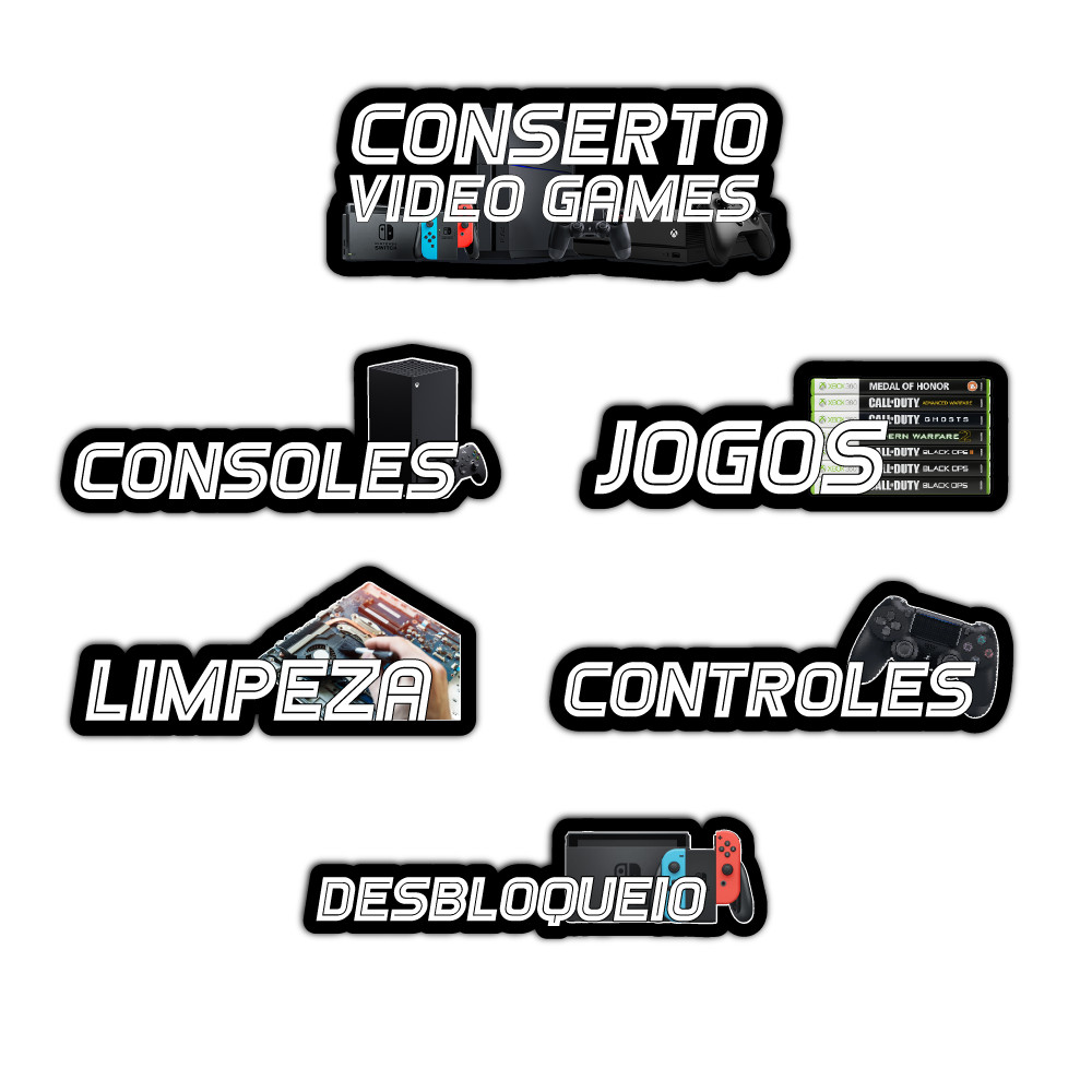 Kit Placa Quadro Assistêcia Video Games - Decoração Games