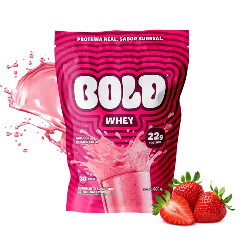 BOLD Whey Mousse de Morango 900g em Oferta na Shopee