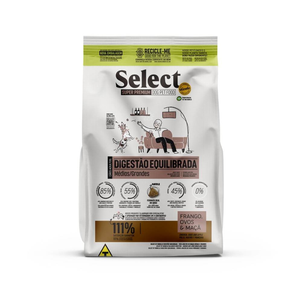 Ração Select by Monello Digestão Equilibrada Cães Adultos Raças Medias e Grandes 15Kg em Oferta na Shopee