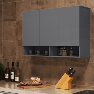 Armário Aéreo Cinza 3 Portas Multiuso P/ Cozinha, Quarto e Despensa em Oferta na Shopee