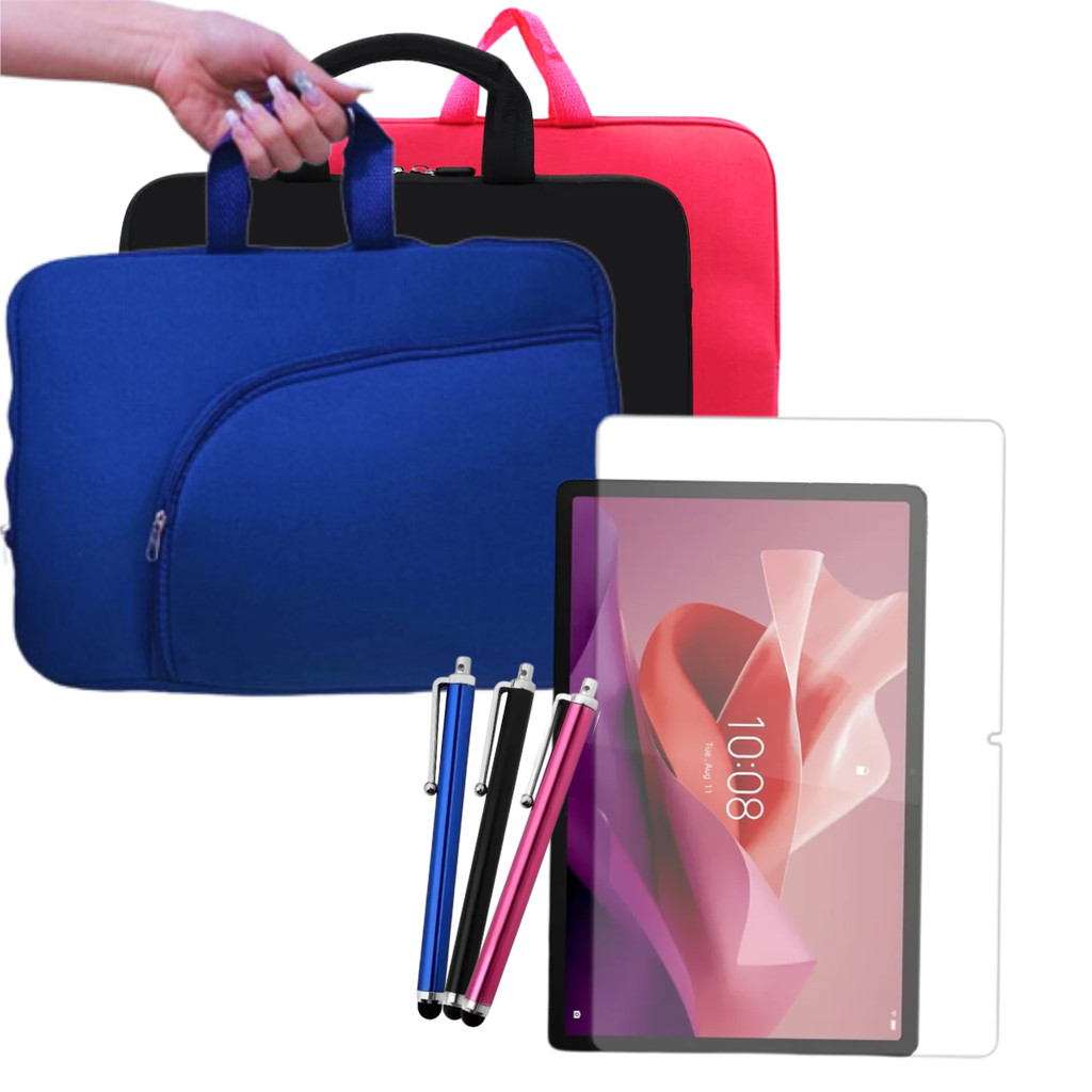 Kit Película Para Tablet Lenovo Tab P12 + Maleta Luva de Proteção + Caneta Touch