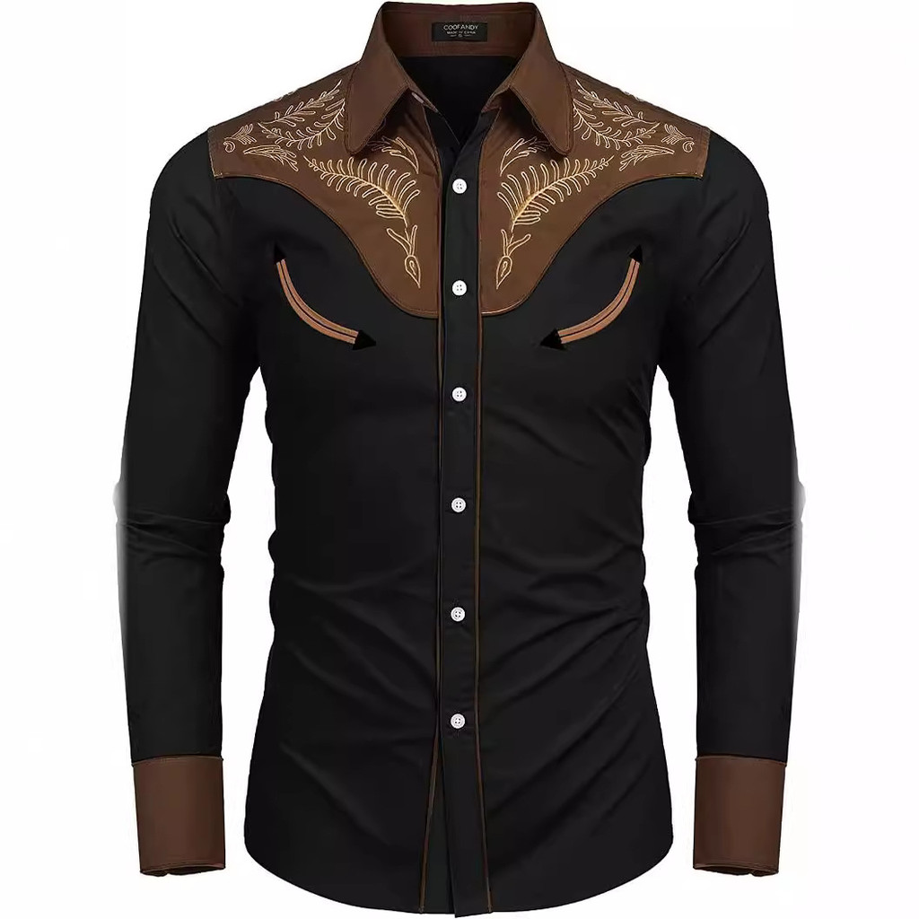 Nova camisa masculina impressa manga longa camisa masculina Casual