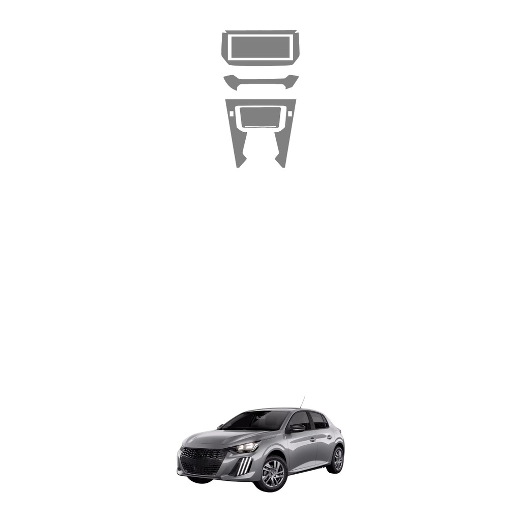 Película PPF Proteção Kit Console Multimídia Peugeot 208 GT Turbo 2024 2025 2026 Transparente TPU Anti Risco