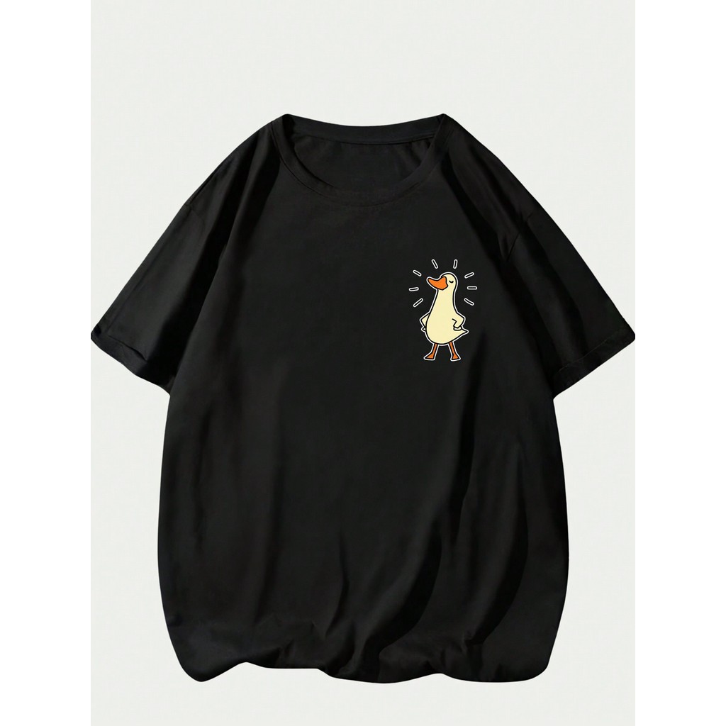 Camiseta Unissex Oversized Plus Size Feminina Masculina Unissex Casual Estampado Pato Orgulhoso Manga Curta Confortável 