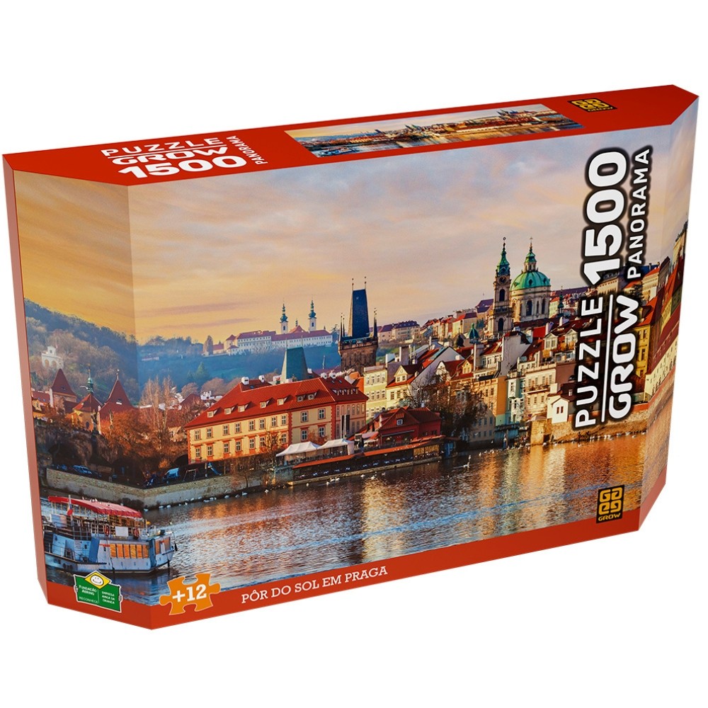 QUEBRA CABEÇA PANORAMA PÔR DO SOL EM PRAGA 1500 PEÇAS GROW PUZZLE PAISAGEM PONTO TURÍSTICO QUADRO - Mom & Baby