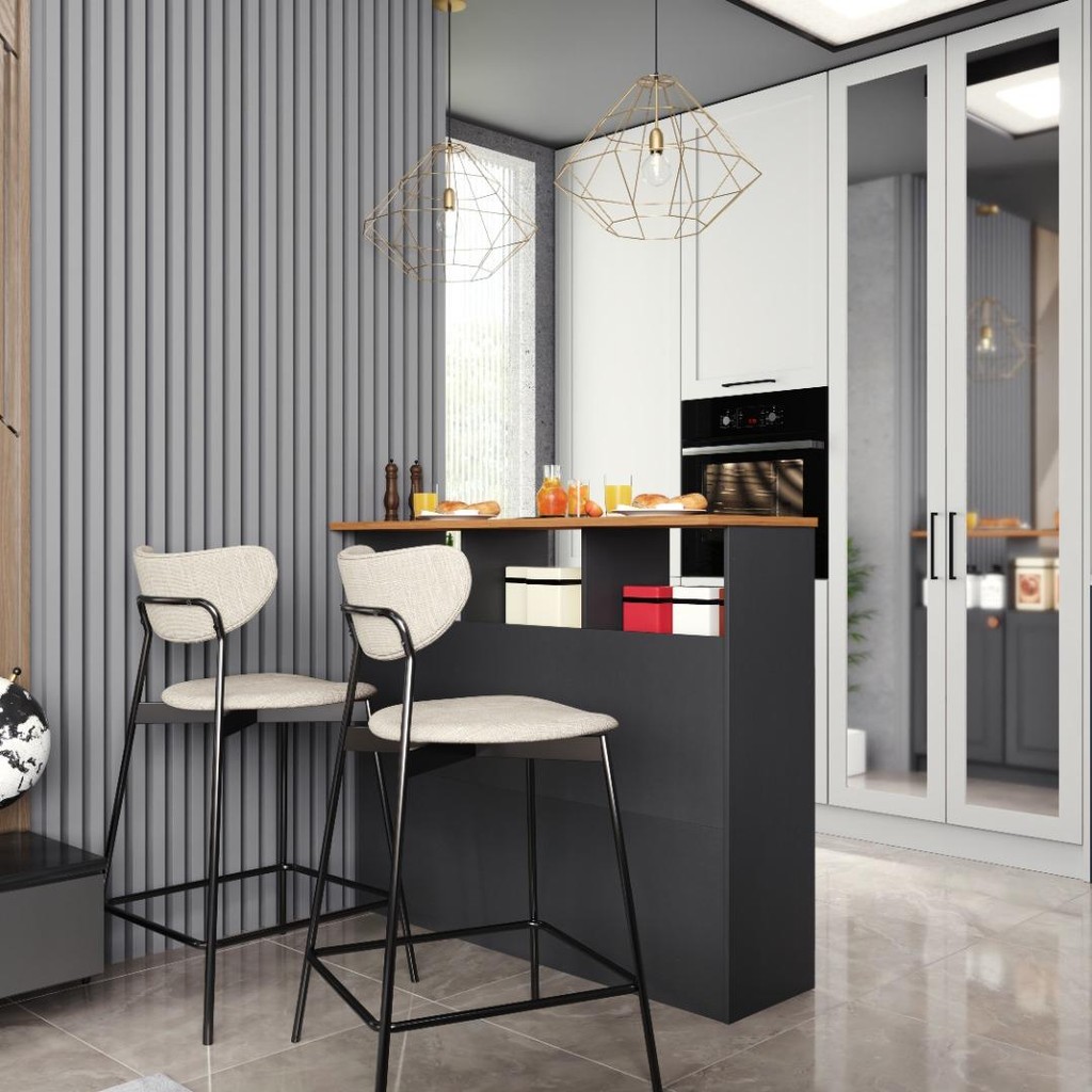 Detalhes do Bancada Gourmet 120cm 3 Portas Com Nichos Hera Fidelitá Chumbo