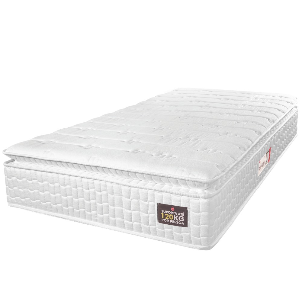 Colchão Solteiro Espuma D33 Pillow Top Van Gogh 88x188x24cm Branco Hellen - Suporta Até 120 Kg