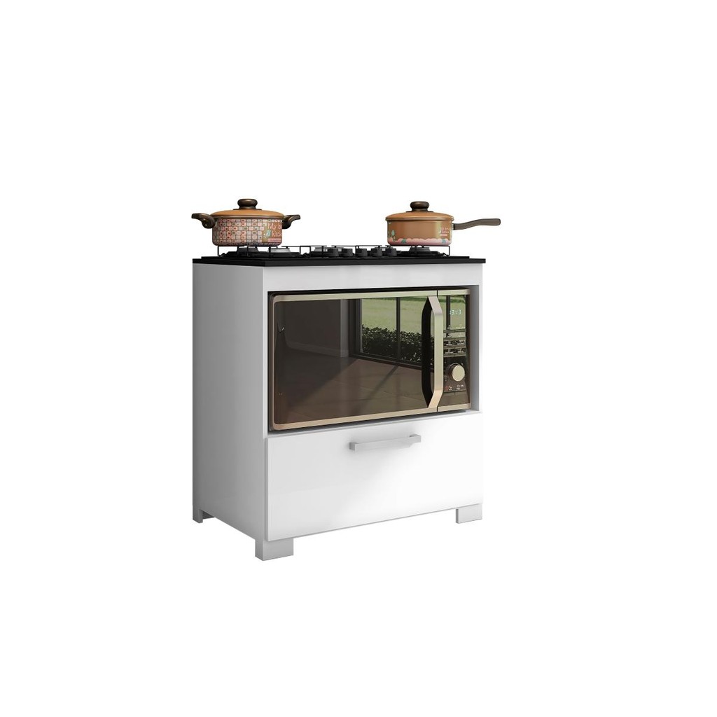 Balcão Para Cooktop 5 Bocas 1Porta Branco Albânia Brienza