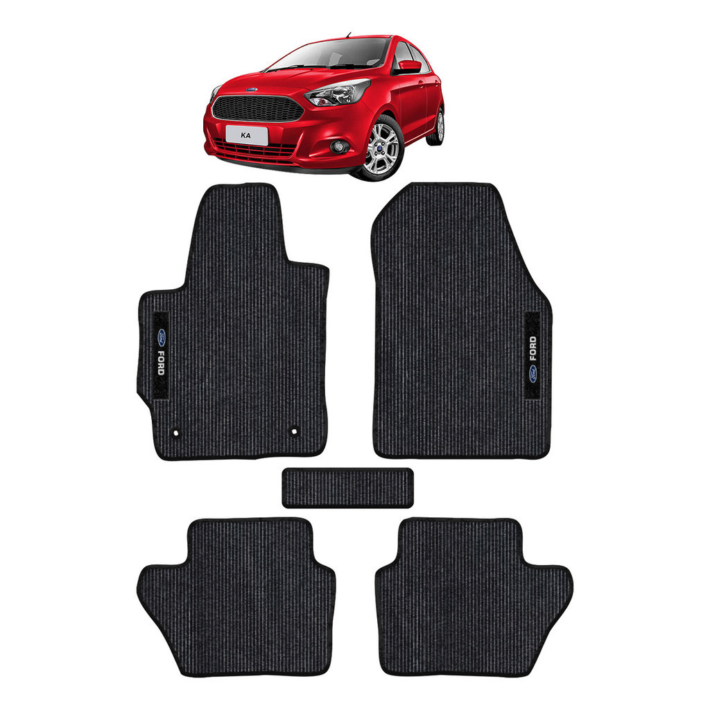 Kit de tapetes 5 peças específico Novo Ka (hatch e Sedan) 2015 / 2021 Carpete Preto