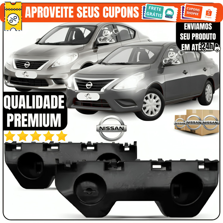 Par\Dir\Esq Guia Suporte Parachoque Diant Nissan Versa 2011 á 2020 Todos Os Modelos