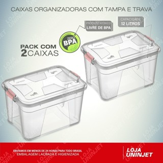 Kit Com 2 Caixas Organizadoras Transparente 12 Litros Coisas de Casa Cesto Elegante Brinquedos em Oferta na Shopee